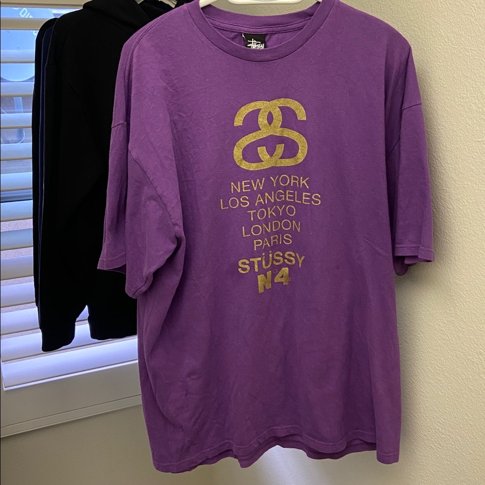 Stussy Violet Tee with Gold Print